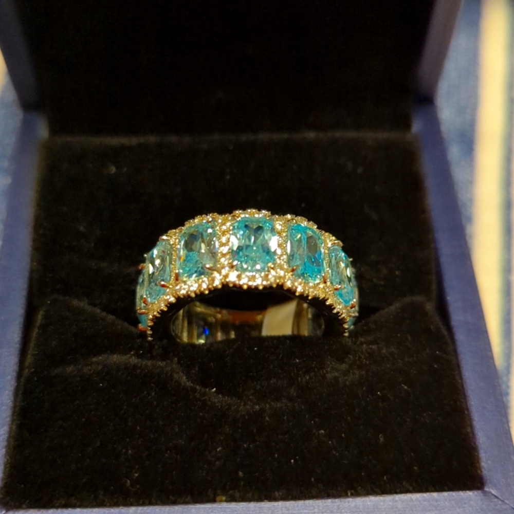 Italo sterling silver aquamarine wedding band